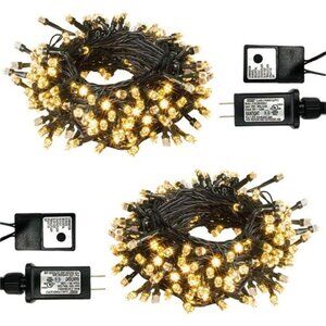 2 Pack 200 Led, 66ft Waterproof Christmas String Lights Plug in with 8 Modes